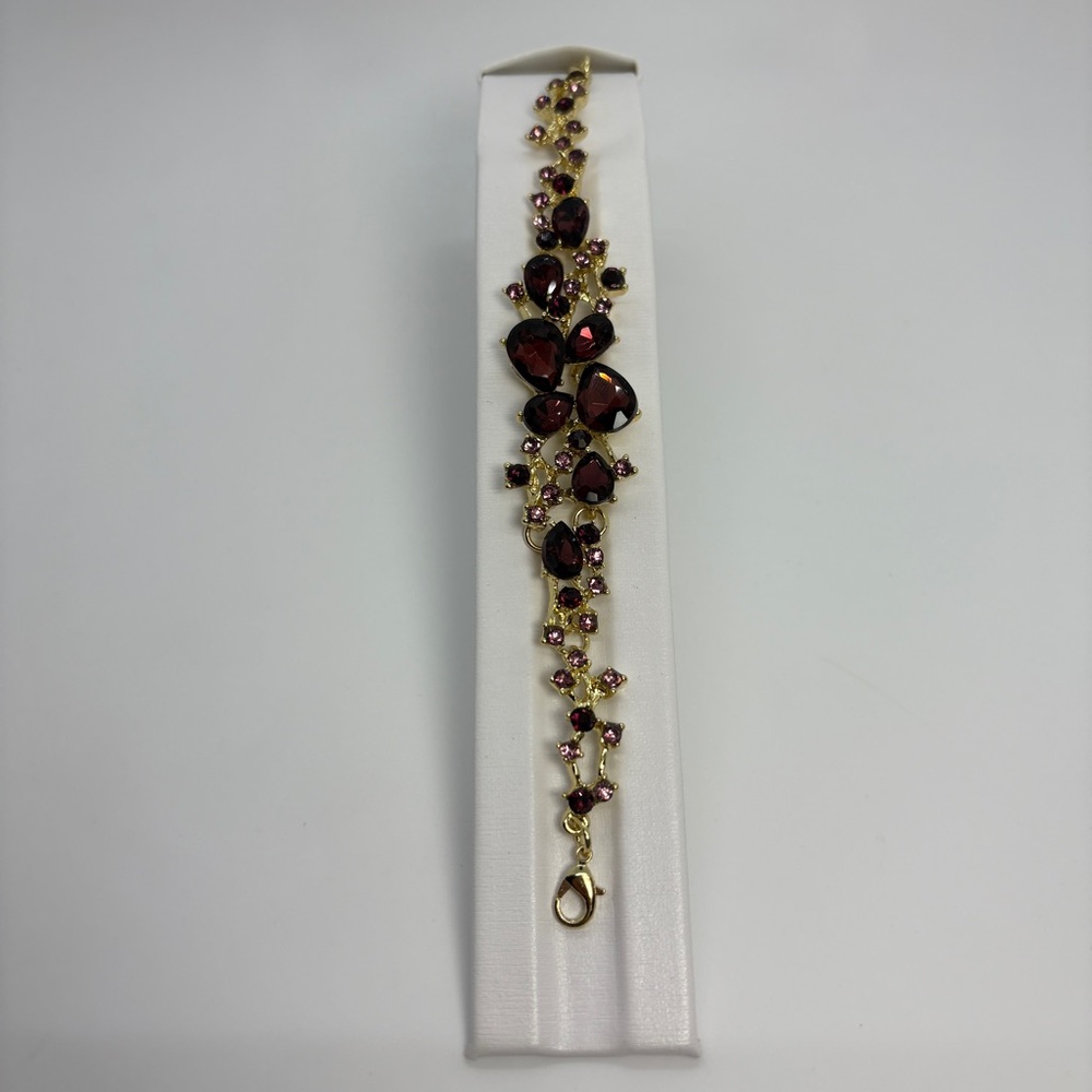 Maroon And Purplish Gold Tone Bracelet